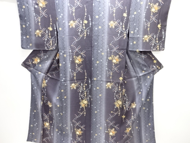 宗sou 金彩色紙に菊・橘・桜模様刺繍訪問着【リサイクル】【着】